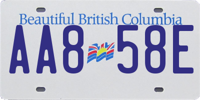 BC license plate AA858E