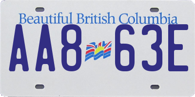 BC license plate AA863E