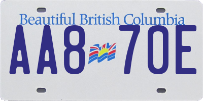 BC license plate AA870E