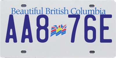 BC license plate AA876E