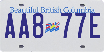 BC license plate AA877E
