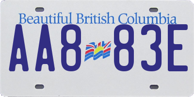 BC license plate AA883E