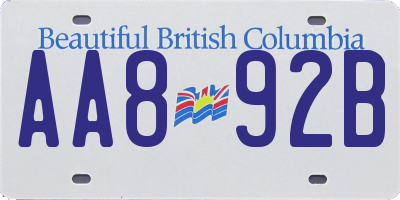 BC license plate AA892B