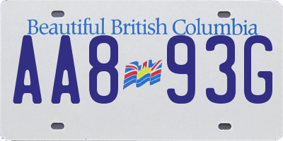 BC license plate AA893G