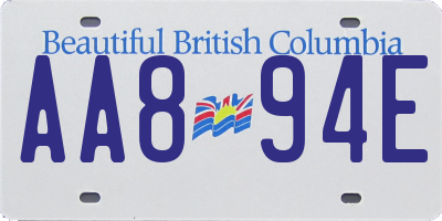BC license plate AA894E