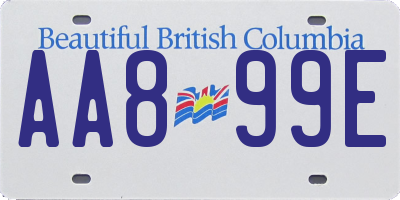 BC license plate AA899E