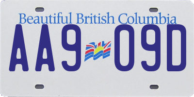 BC license plate AA909D