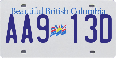 BC license plate AA913D