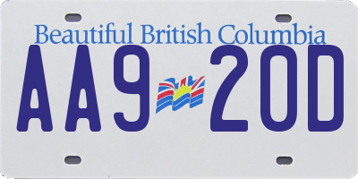 BC license plate AA920D