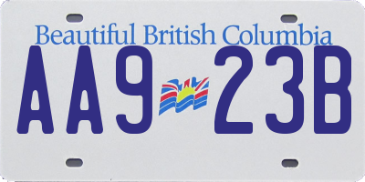 BC license plate AA923B