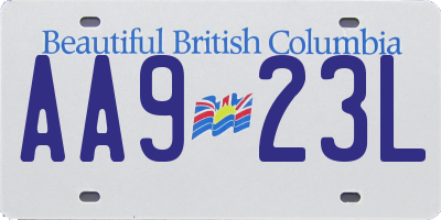 BC license plate AA923L