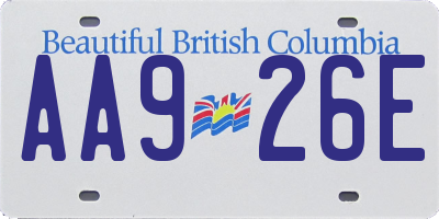 BC license plate AA926E