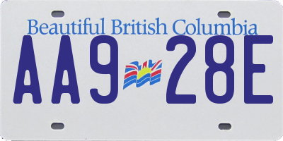 BC license plate AA928E