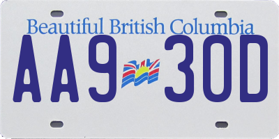 BC license plate AA930D