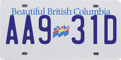 BC license plate AA931D