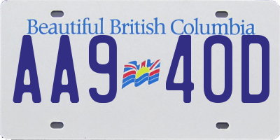 BC license plate AA940D