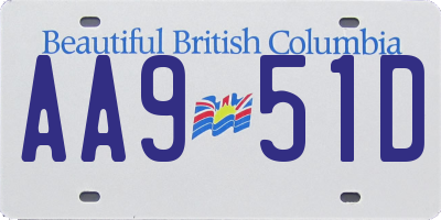BC license plate AA951D