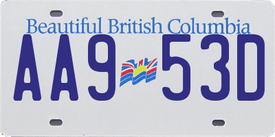 BC license plate AA953D