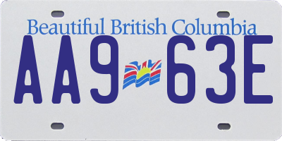 BC license plate AA963E