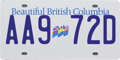 BC license plate AA972D