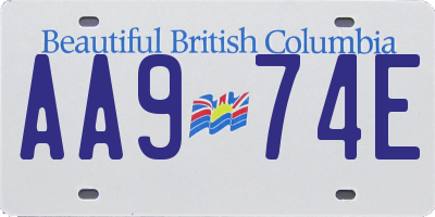 BC license plate AA974E