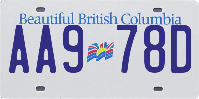 BC license plate AA978D