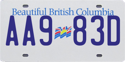 BC license plate AA983D