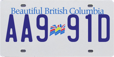 BC license plate AA991D