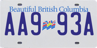 BC license plate AA993A