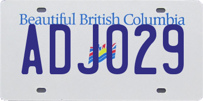 BC license plate ADJ029