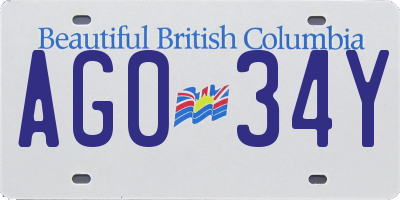 BC license plate AG034Y