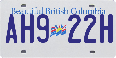 BC license plate AH922H