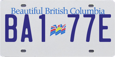 BC license plate BA177E