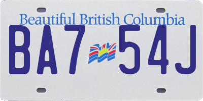 BC license plate BA754J