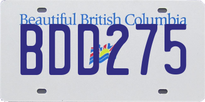 BC license plate BDD275