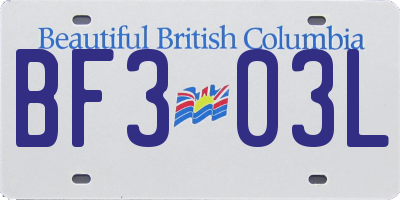 BC license plate BF303L