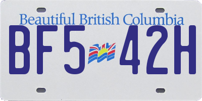 BC license plate BF542H