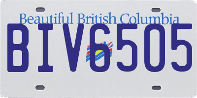 BC license plate BIV6505