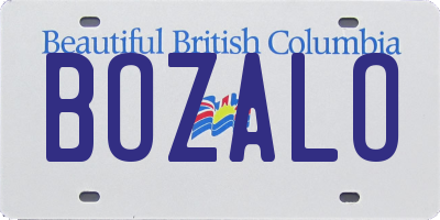 BC license plate BOZALO
