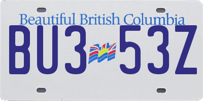 BC license plate BU353Z