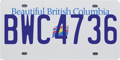 BC license plate BWC4736