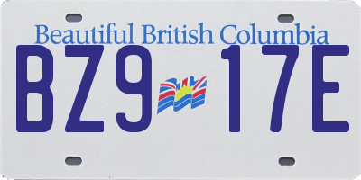 BC license plate BZ917E