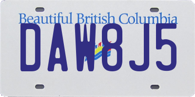 BC license plate DAW8J5