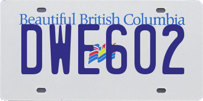 BC license plate DWE602