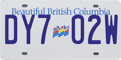BC license plate DY702W