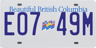 BC license plate EO749M