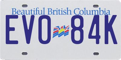 BC license plate EV084K