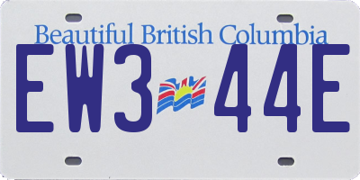 BC license plate EW344E