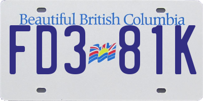 BC license plate FD381K