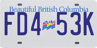 BC license plate FD453K